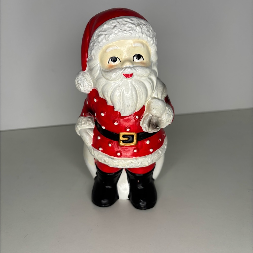 Vintage Japan Polk a Dot Santa With Sack Of Presents Figurine